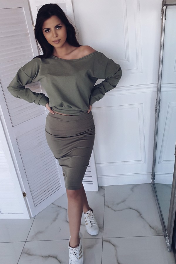 SPÓDNICA PRĄŻEK 504 OLIVE