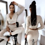 komplet welurowy beżowy