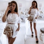 bawelniany komplet na lato krotkie spodenki top hiszpanka bialy