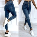 jeansy damskie z wysokim stanem granatowe