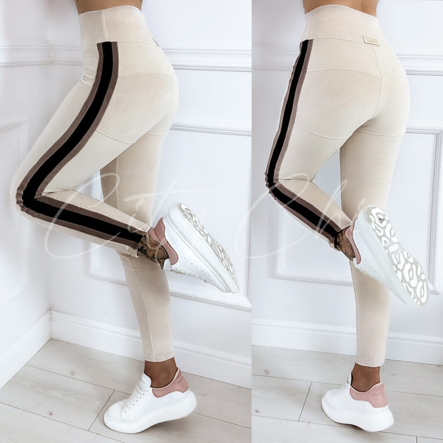 Leginsy z lampasem Elise latte