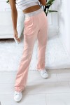 spodnie wide leg damskie pudrowe