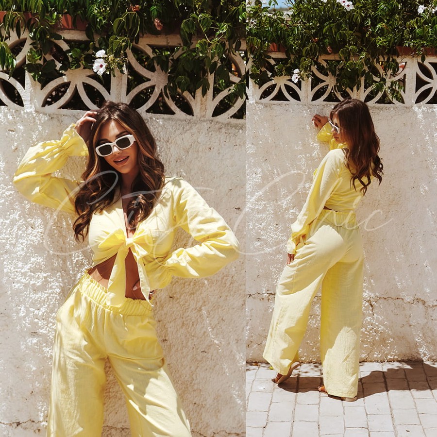 Komplet spodnie i top Catalonia żółty