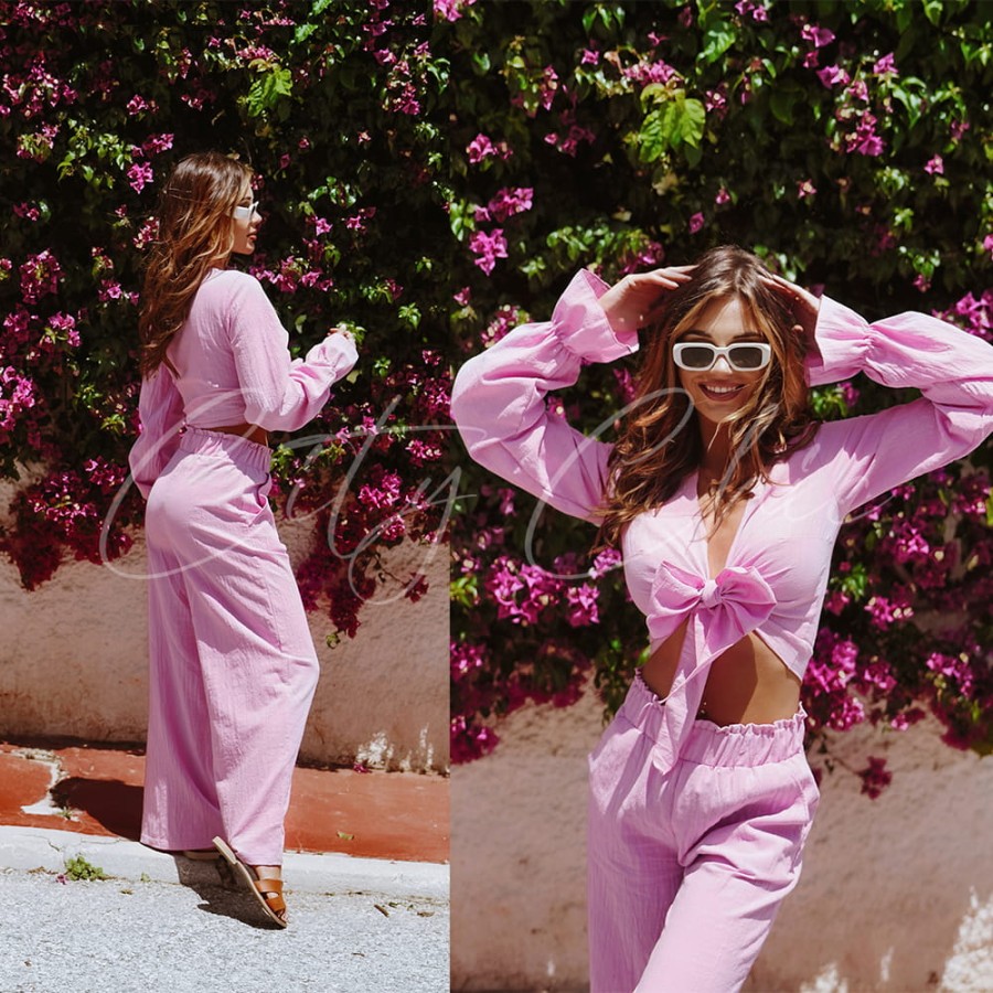 Komplet spodnie i top Catalonia liliowy