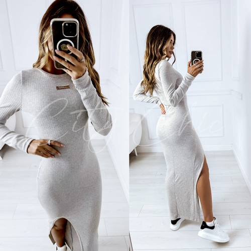 szara sukienka maxi