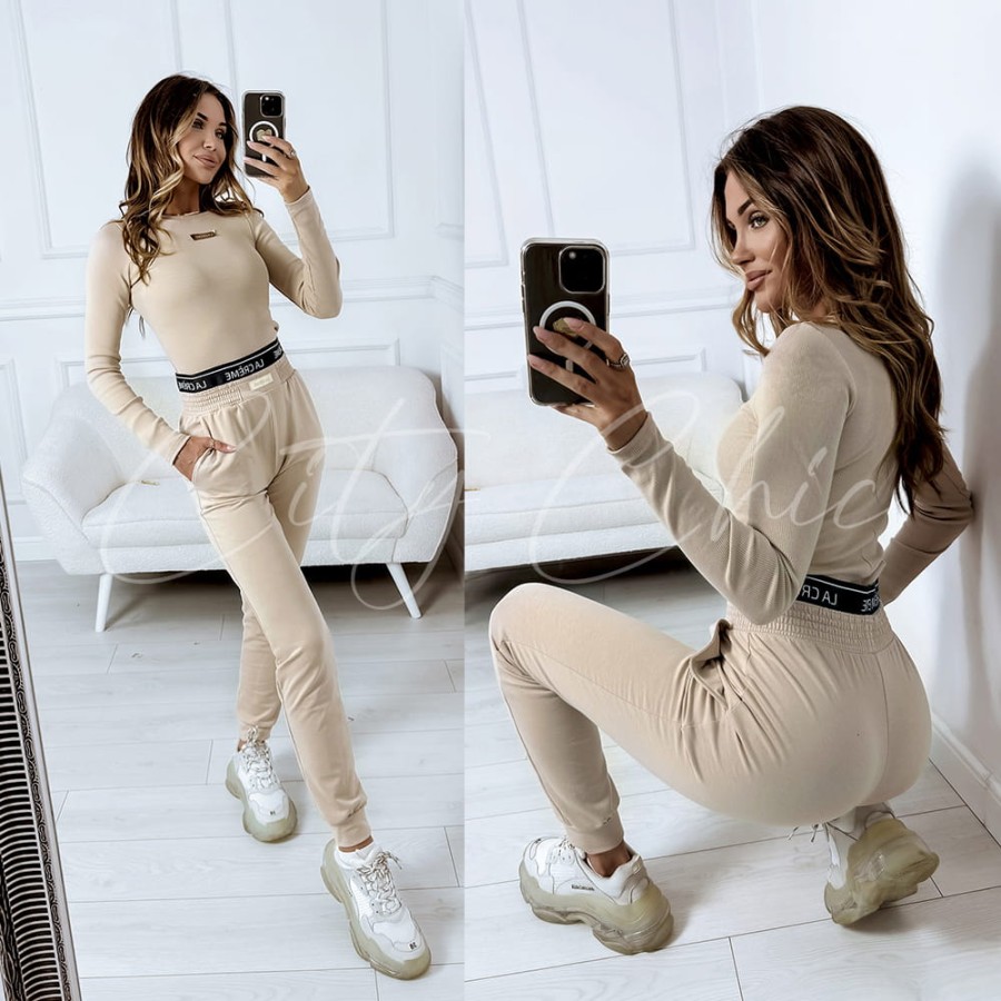 Komplet top i spodnie Sleepy Mood latte