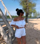 bawelniany komplet boho na lato krotkie spodenki top hiszpanka bialy