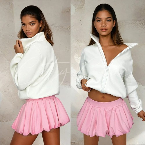 pudrowe spódnico spodenki