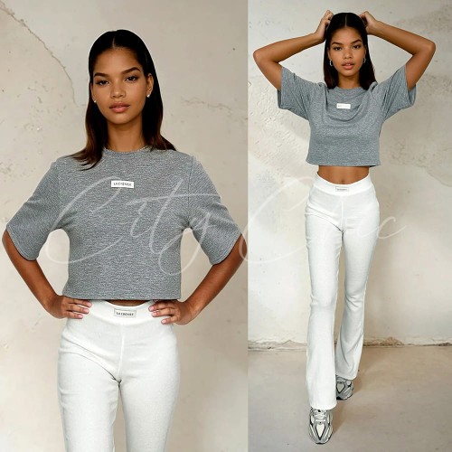 szara bluzka z krótkim rękawem