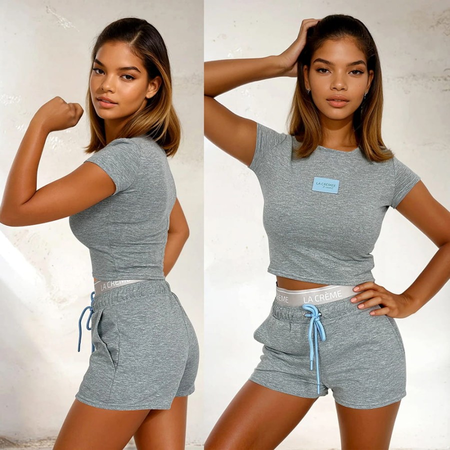 Komplet top i spodenki Maya szary