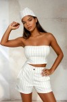 ecru letni komplet 3w1 krótki top i spodenki chustka na glowe wiskoza