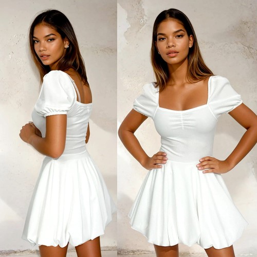 biała sukienka rozkloszowana