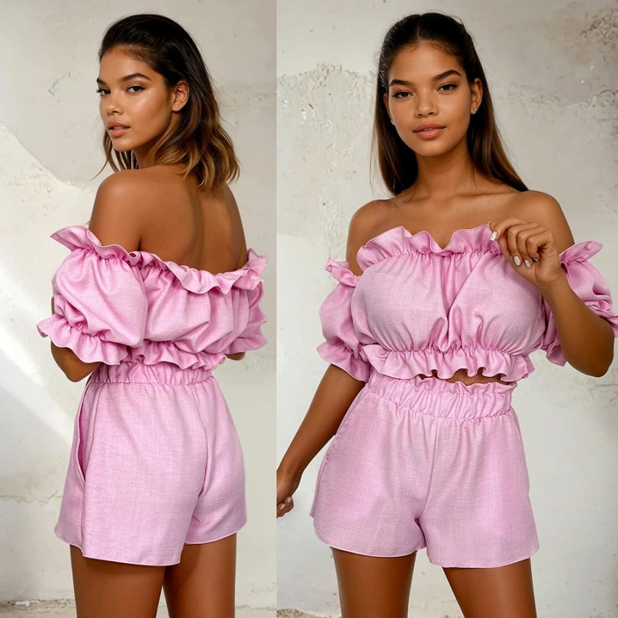 Komplet boho top i spodenki Coco puder