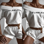 ecru komplet dresowy na lato krótki oversize