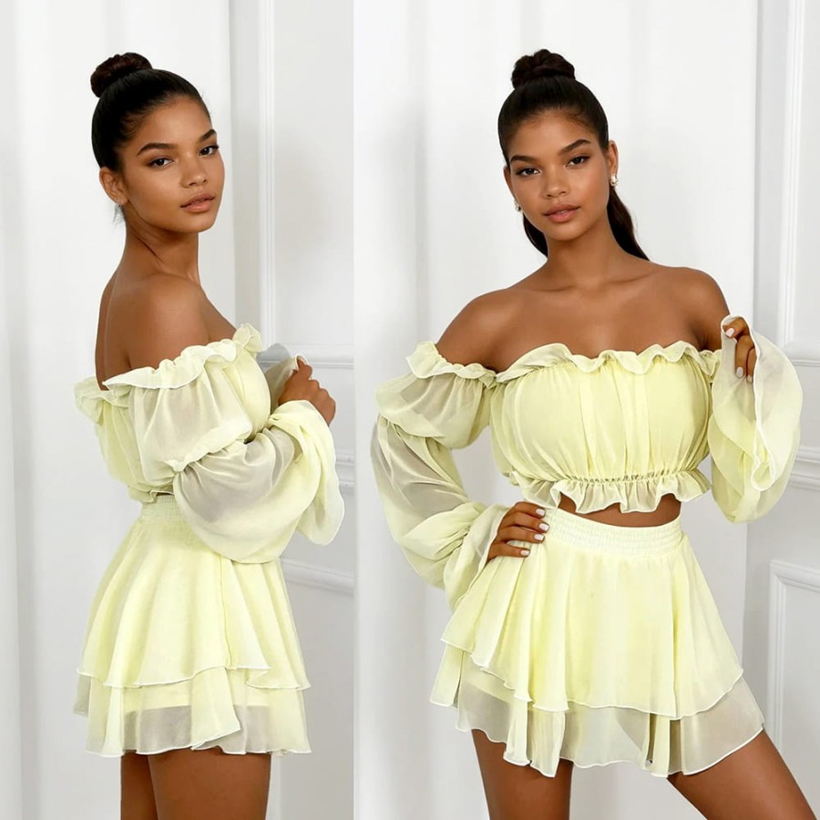 Komplet szyfonowy Chica butter yellow