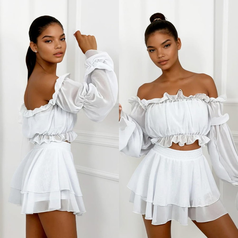 Komplet szyfonowy Chica biały