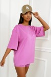 rozowy letni komplet bluzka oversize krotkie spodenki z masełka wiskoza