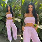 komplet muślinowy fioletowy