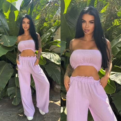 komplet muślinowy fioletowy