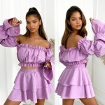 komplet boho liliowy