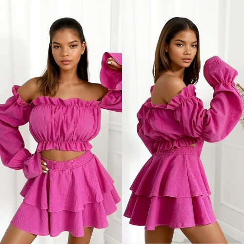 komplet boho różowy