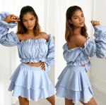 komplet boho niebieski