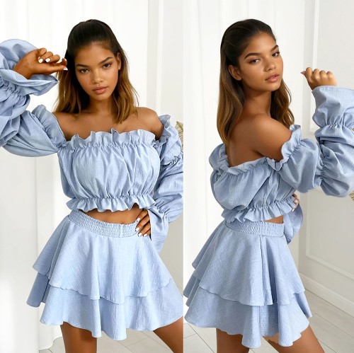 komplet boho niebieski