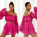 komplet szyfonowy fuksja