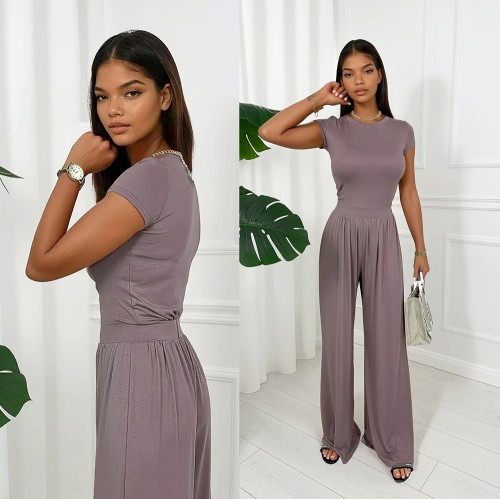 Komplet z wiskozy, spodnie i top mocca