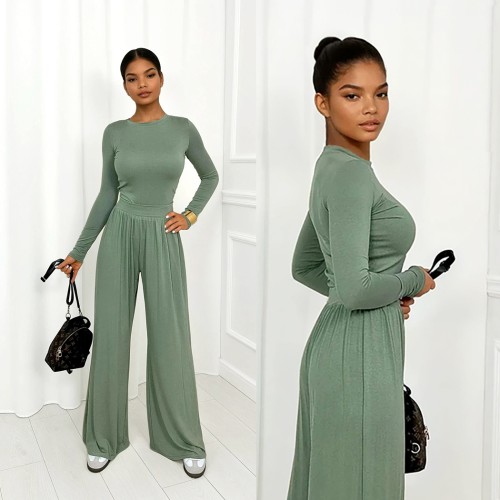 komplet oliwkowy z wiskozy