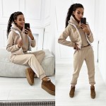 ocieplany beżowy komplet dresowy