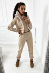 ocieplany beżowy komplet dresowy