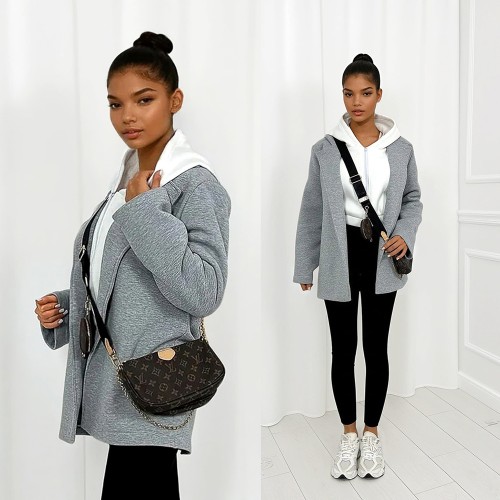 długa szara marynarka