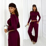 Komplet damski masełko wiskoza casualowych bordowy