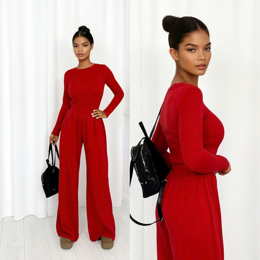 Dzianinowy komplet sweterkowy Heaven czerwony