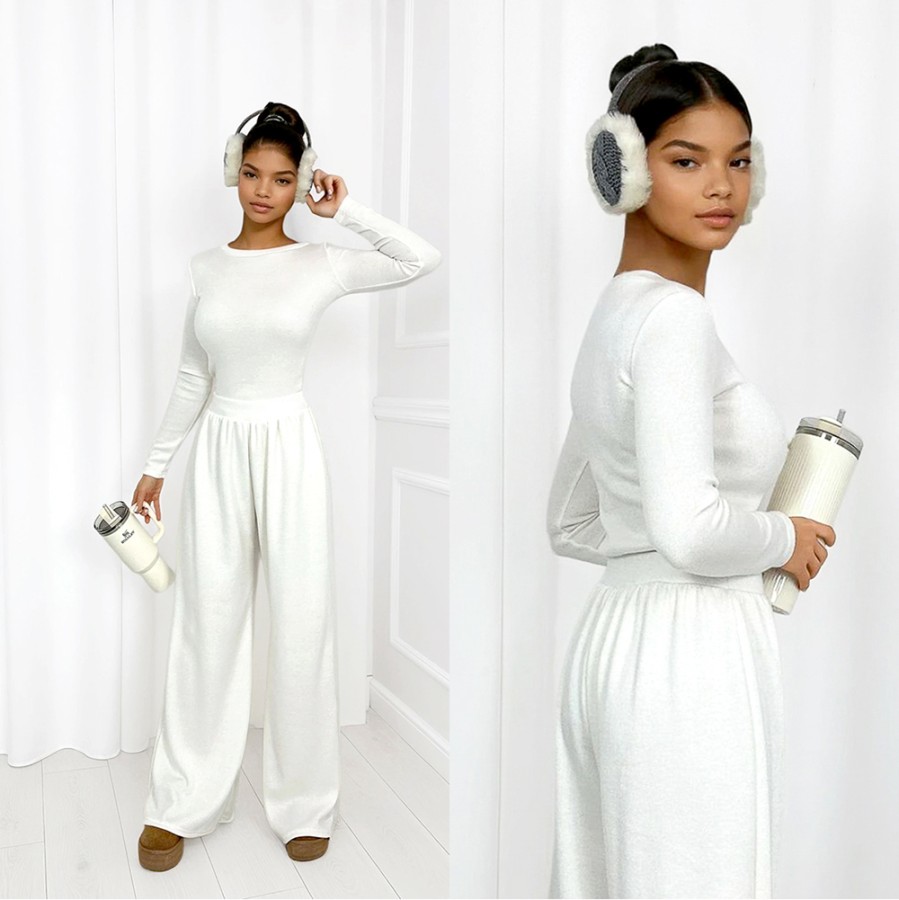 Dzianinowy komplet sweterkowy Heaven ecru