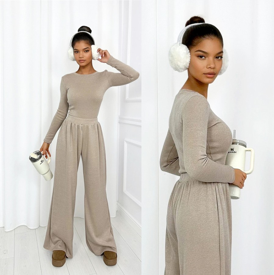 Dzianinowy komplet sweterkowy Heaven latte