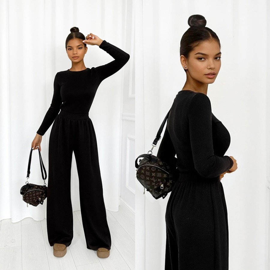 Dzianinowy komplet sweterkowy Heaven czarny