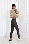 gruba bluza bawełniana dla kobiet z kapturem rozpinana latte beżowa