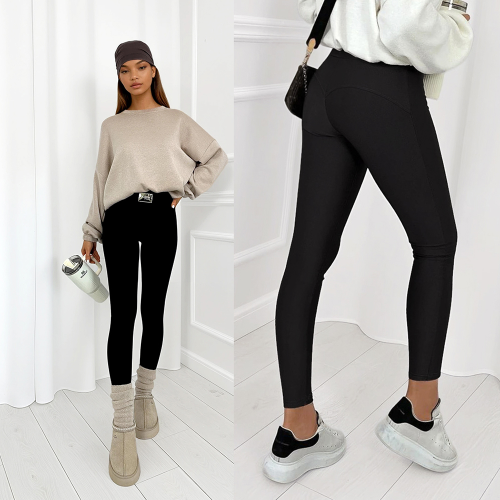 Legginsy push up modelujące lycra z wysokim stanem czarne