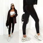 legginsy lycra podkreślające figurę wysoki stan czarne