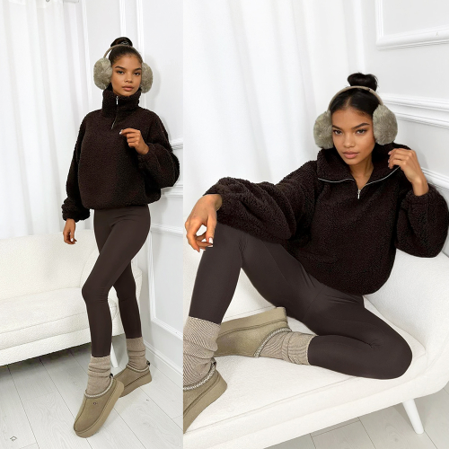bluza teddy brazowa