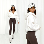 Bluza rozpinana oversize z kapturem ecru