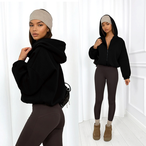 Bluza rozpinana oversize z kapturem czarna