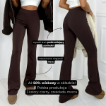 czekoladowe modelujące spodnie z wiskozą brązowe dzwony