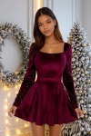 sukienka rozkloszowana na swieta bordowa