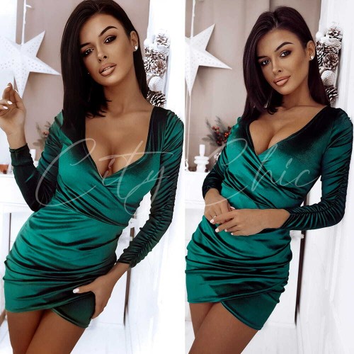 sukienka na święta butelkowa zieleń