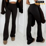 legginsy modelujące spodnie damskie z wiskozą czarne dzwony