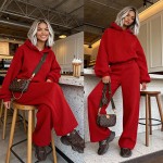 komplet dresowy damski oversize z kapturem bawełna  czerwony