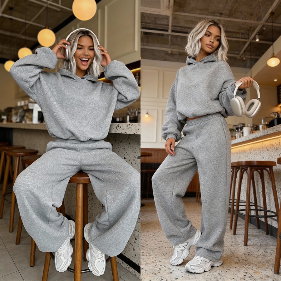 Komplet dresowy Baggy szary melanż